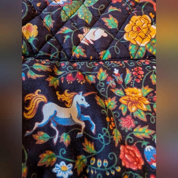 Vera Bradley Tavern On The Green Vintage 90s Cotton Quilted Tote - Picture 3 of 13